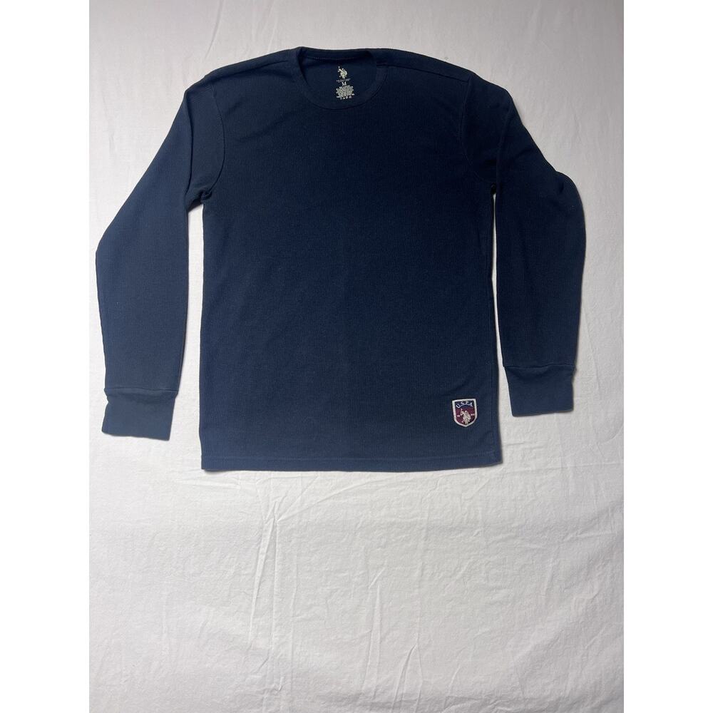 US Polo Assn Waffle Knit Thermal Shirt. Men’s Sz M Navy Long Sleeve Crewneck